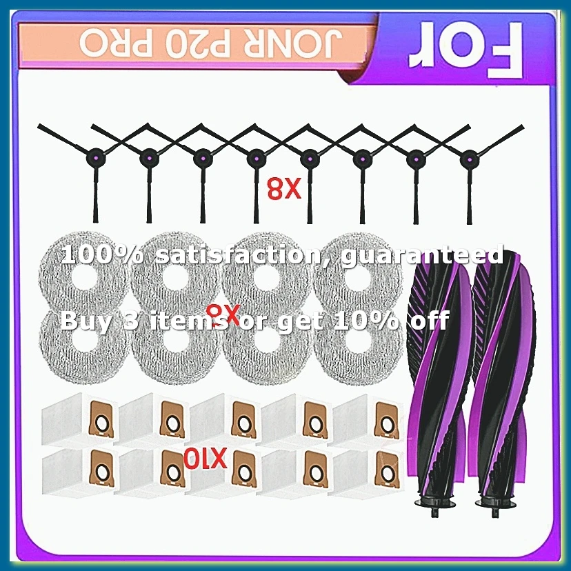 28 pièces pour aspirateur robot P20 PRO, accessoires de remplacement, brosse latérale principale, sac à poussière en tissu-A009