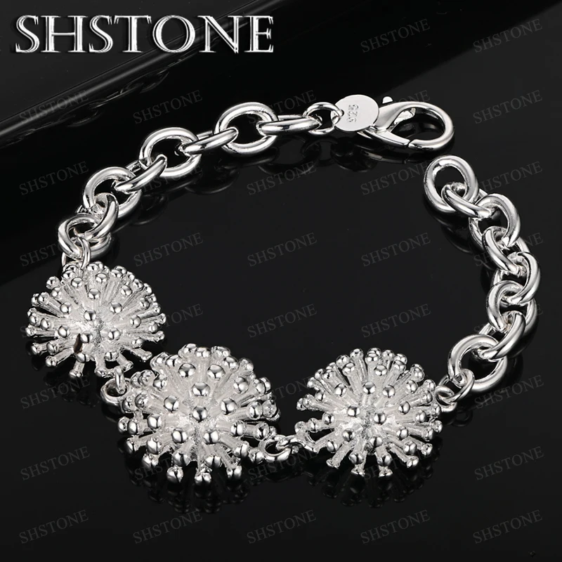 

Fashion 925 Sterling Silver Delicate Flower Bracelet Women Wedding Accessories Birthday Party Beautiful Nice Jewelry Fine Gift