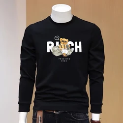 New Men Graphic Sweatshirts Cartoon Printed Long Sleeve T-shirt Cotton 100% Loose Overfit Long Tee Sports Top Men Clothes