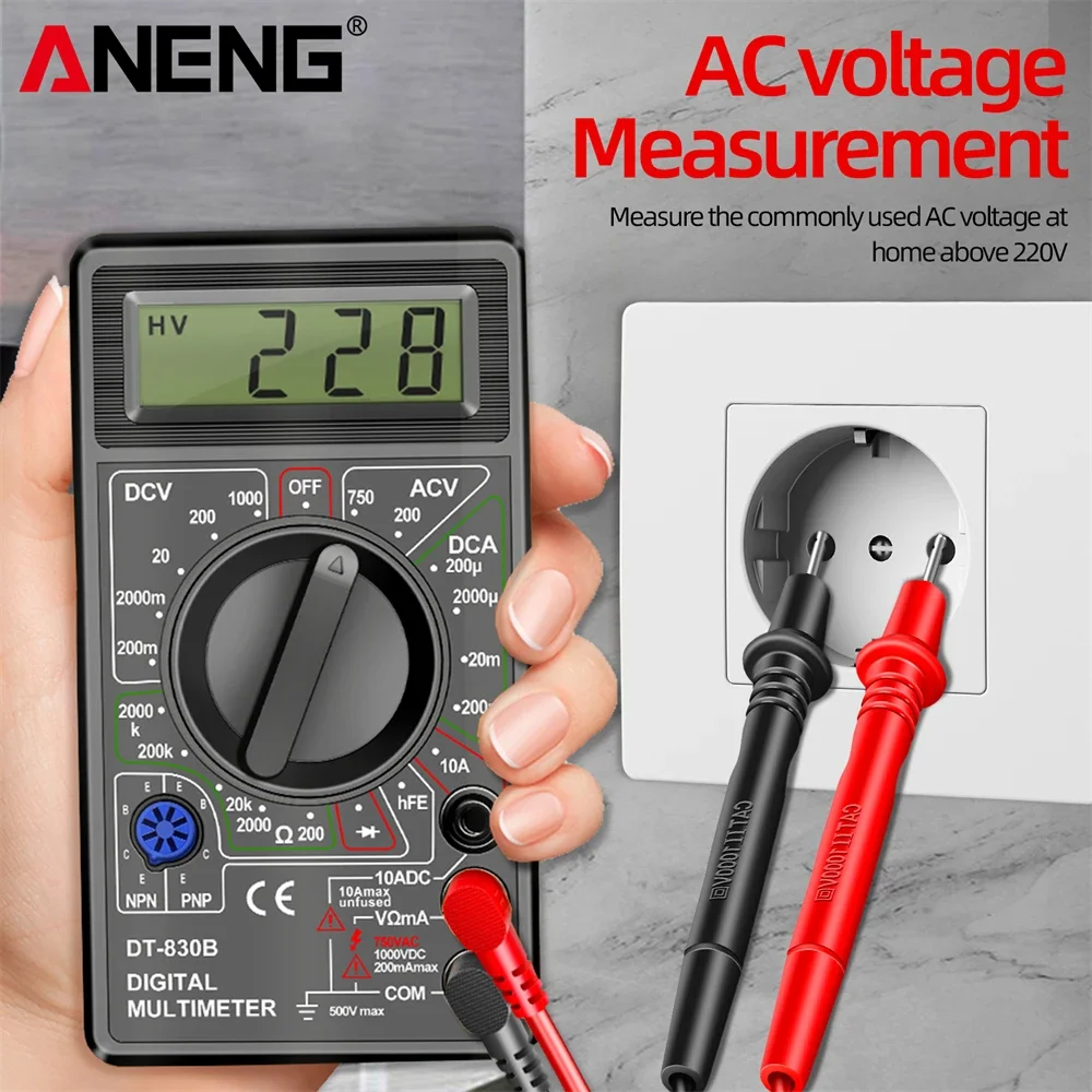 ANENG DT830B جهاز اختبار متعدد يده متعدد رقمي متعدد المهنية متعدد متر متعدد المترو أوم أدوات المعدل
