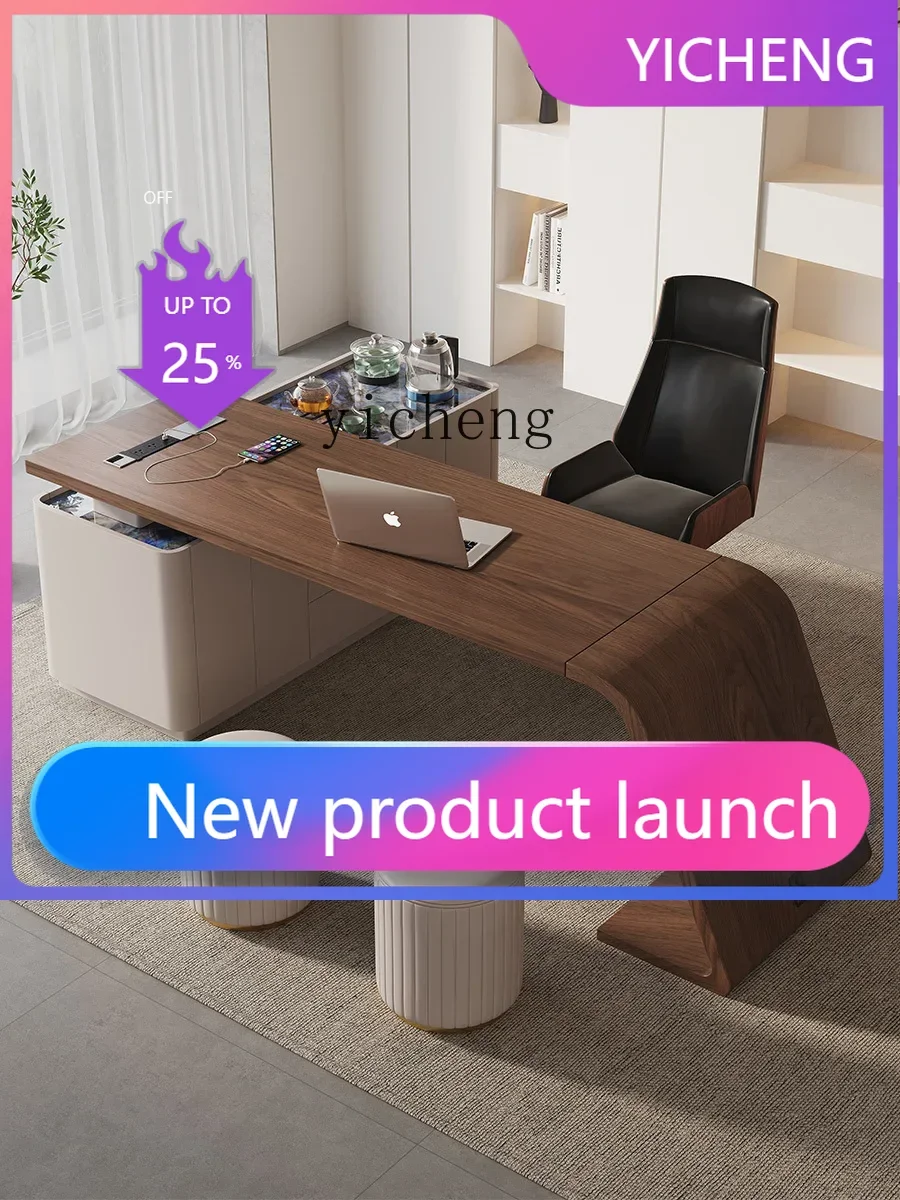 

A3-5Retro Simple Corner Office Tea Table Desk Double-Use Solid Wood Boss Desk