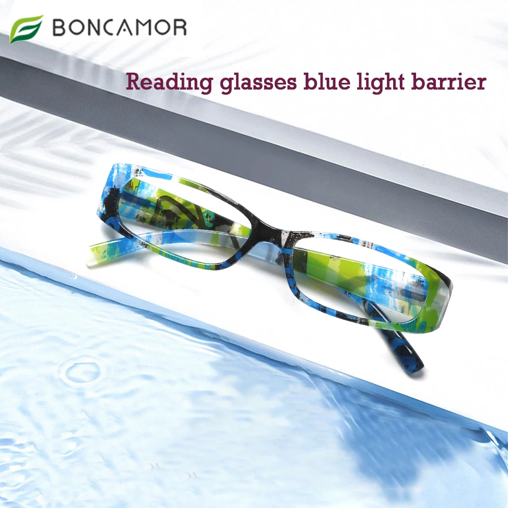 

Boncamor Reading Glasses Blue Light Blocking Anti Fatigue Presbyopic Eyewear Prescription Glasses for Women Men Diopter0~+4.0