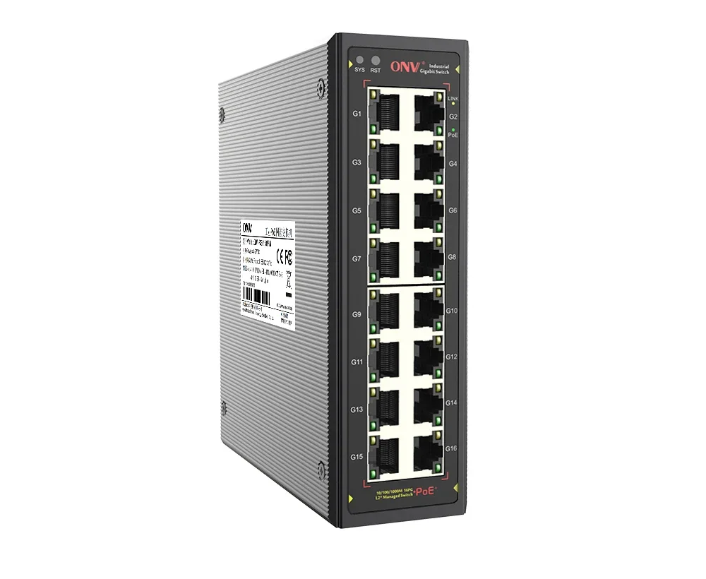 Full 16 RJ45 ports gigabit industrial POE switch 1000M industrial ethernet switch OEM ODM available