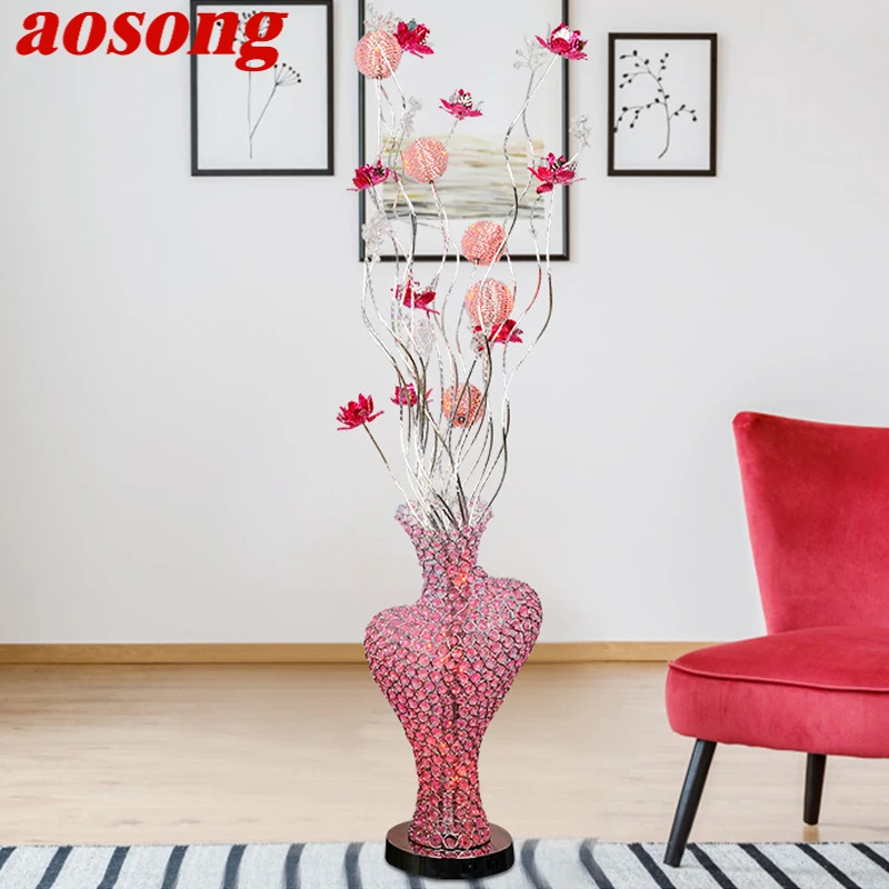 

AOSONG Modern Floor Lamp Fashionable Art Iiving Room Bedroom Wedding Aluminum Wire LED Decorative Standing Light