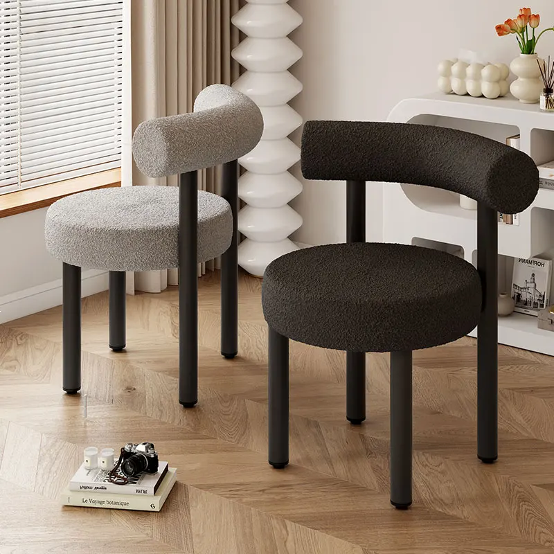 

Black Cute Vanity Chair Office Children Portable Metal Makeup Stool Round Mobile Silla De Escritorio Bedroom Furniture