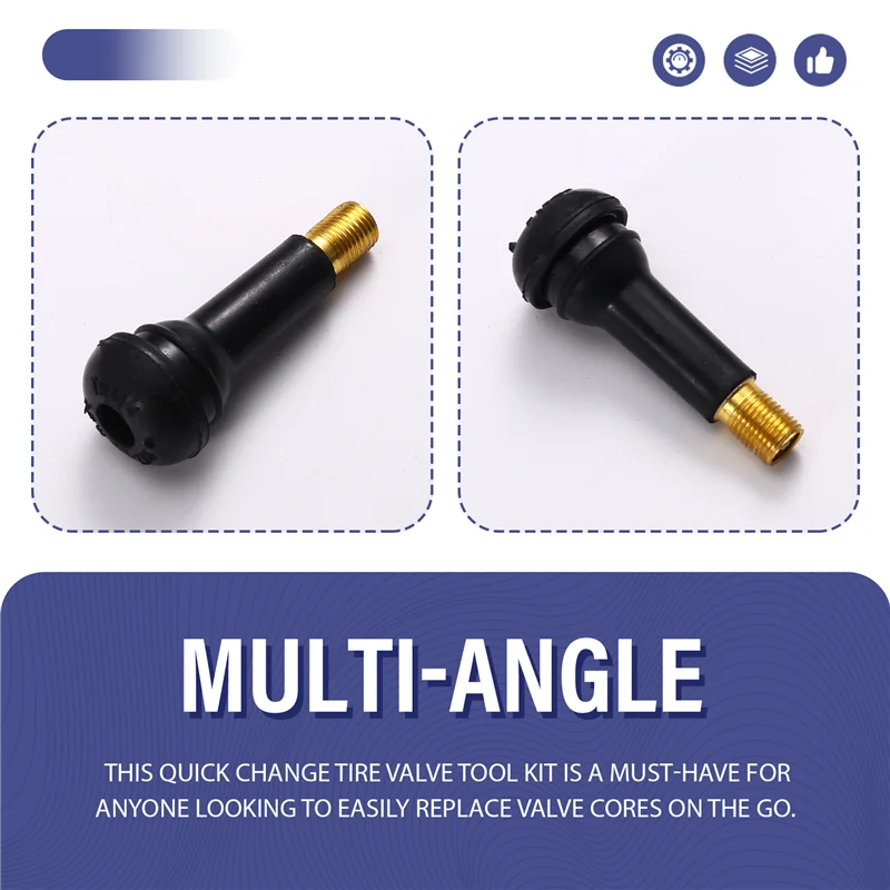 

NEW-Quick Change Tire Valve Tool Kit Valve Stem Tire Valve Stem For TR413 Valve Replacement And Installation Tool Kit