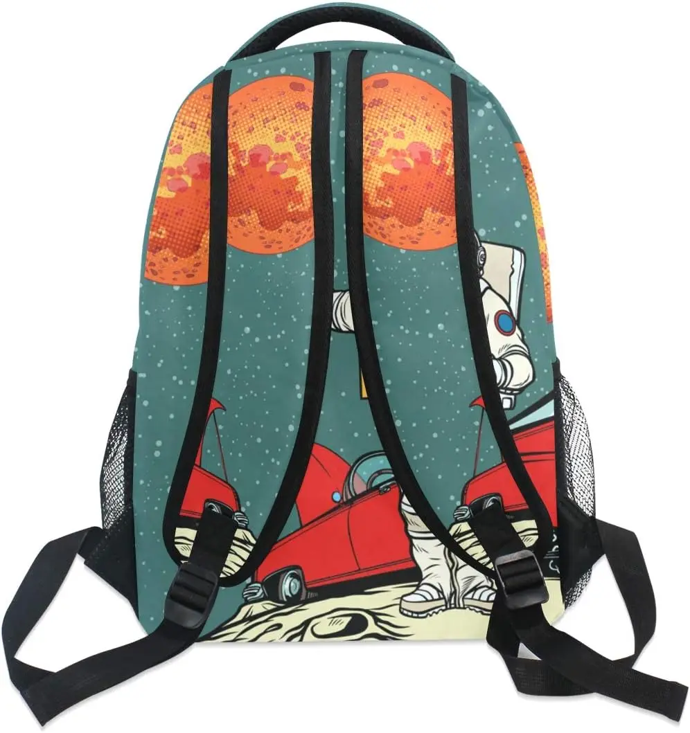 Retro Astronaut Space Cartoon Grote Rugzak Gepersonaliseerde Laptop IPad Tablet Reisschooltas met meerdere vakken