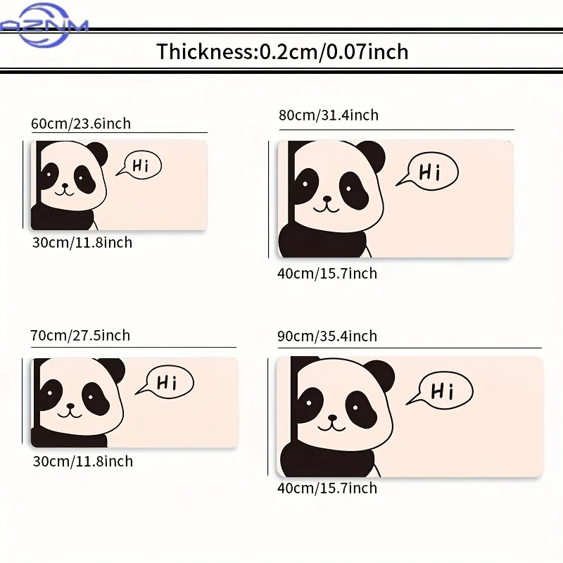 Large Panda Cartoon Mouse Pad - Big Size Anti-Slip Rubber Base, Washable Desk Pad for Gaming Office, Art Design with Hi Greeting