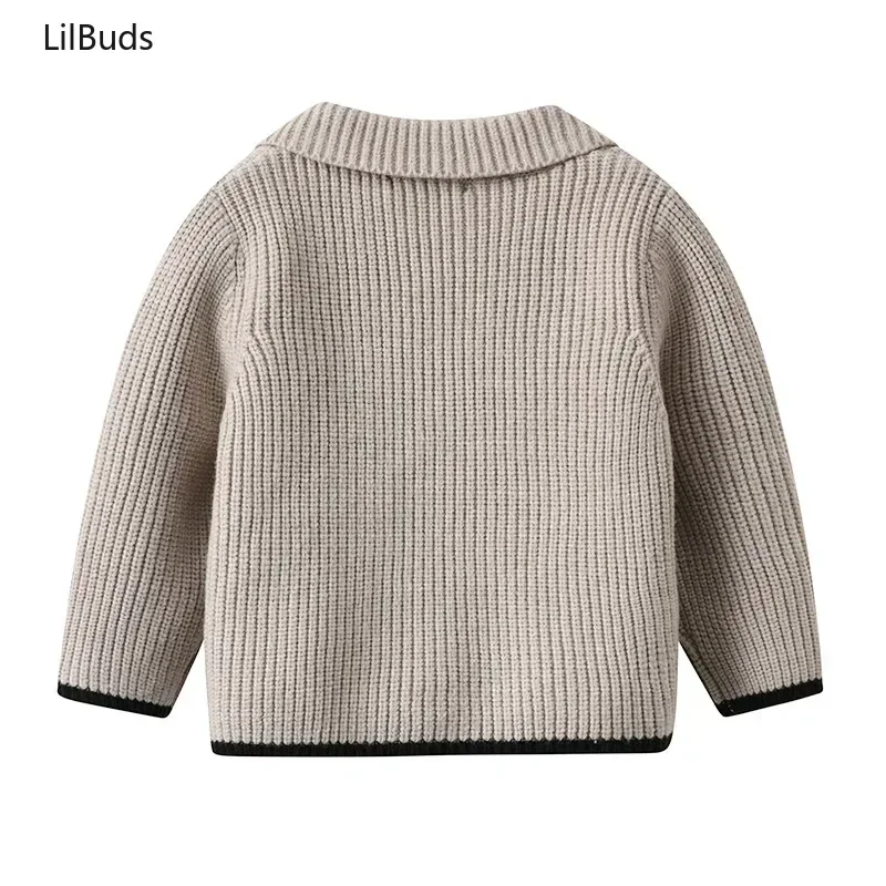 

2025 Baby Cardigans Children Vintage Knitted Costume Boys Winter Knit Sweaters Coat Kids Double Breasted Sweater Jacket Clothes
