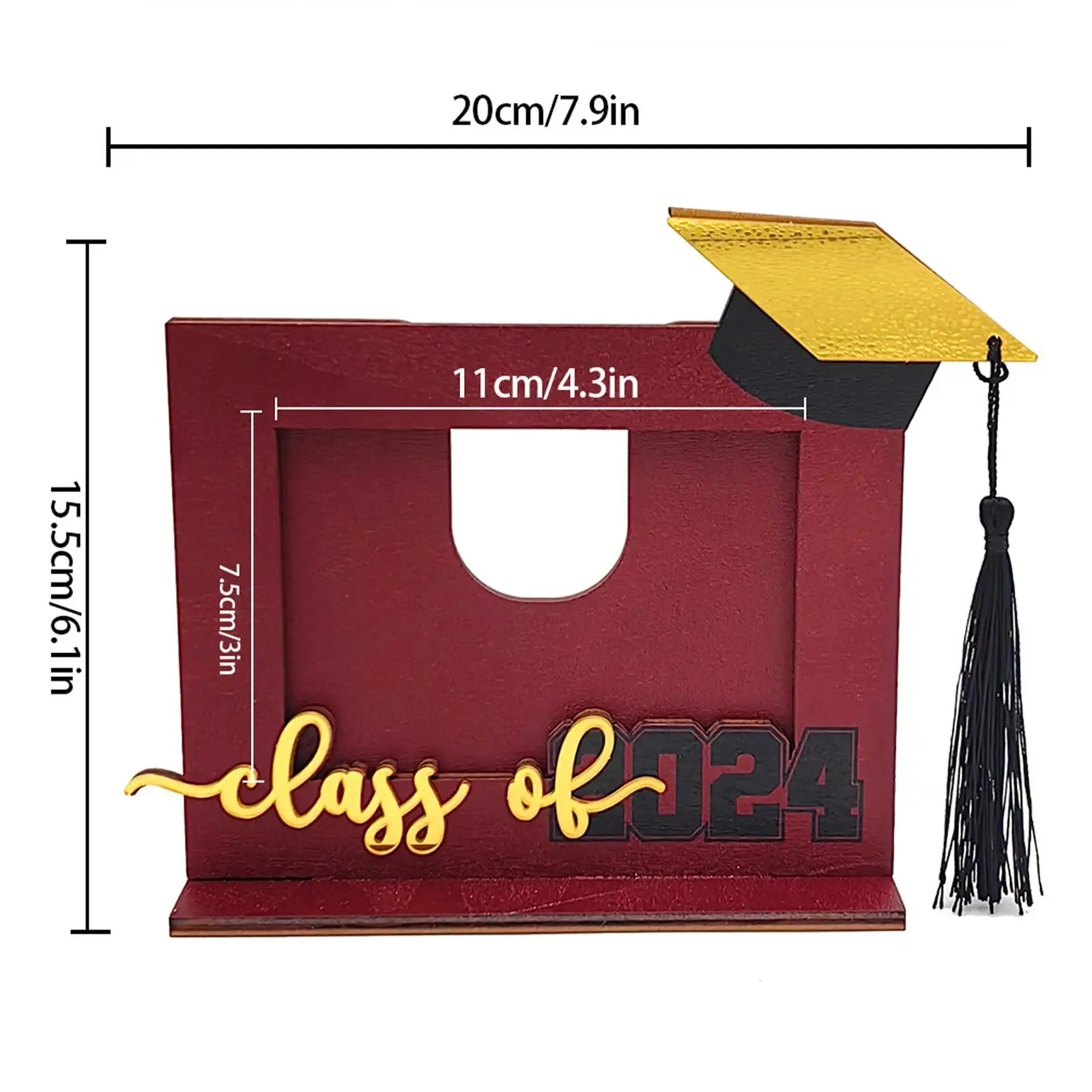 Graduation Photo Frame Desktop Ornament with Tassel Photo Holder Wood 2024