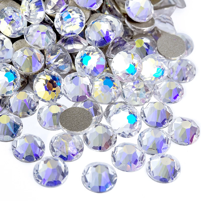 BOBOHOO 2088 Nicht-Heißfix Schwarze und Weiße Glasrhinestones Kristall Flachboden 8 Große 8 Kleine 16-Schliff Strass für Nägel, Kleidung, Schuhe, Taschen – Detail 4