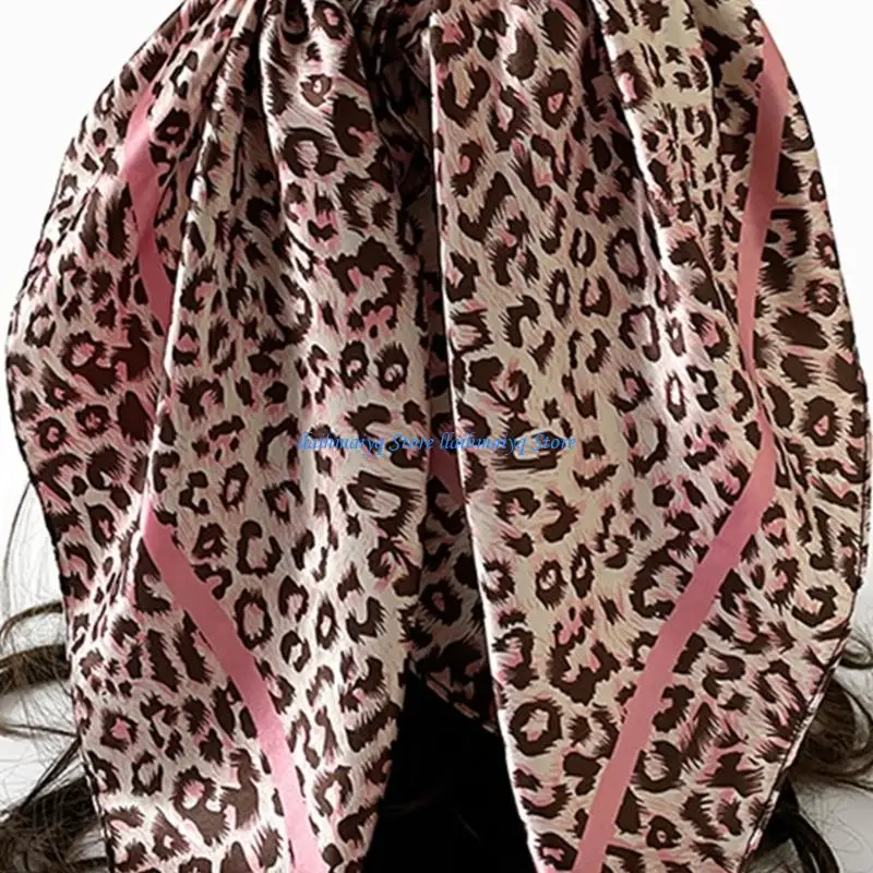 573B Wild Pattern Bandana Scarf Breathable Satined Headwear Square Shawl For Women Girl