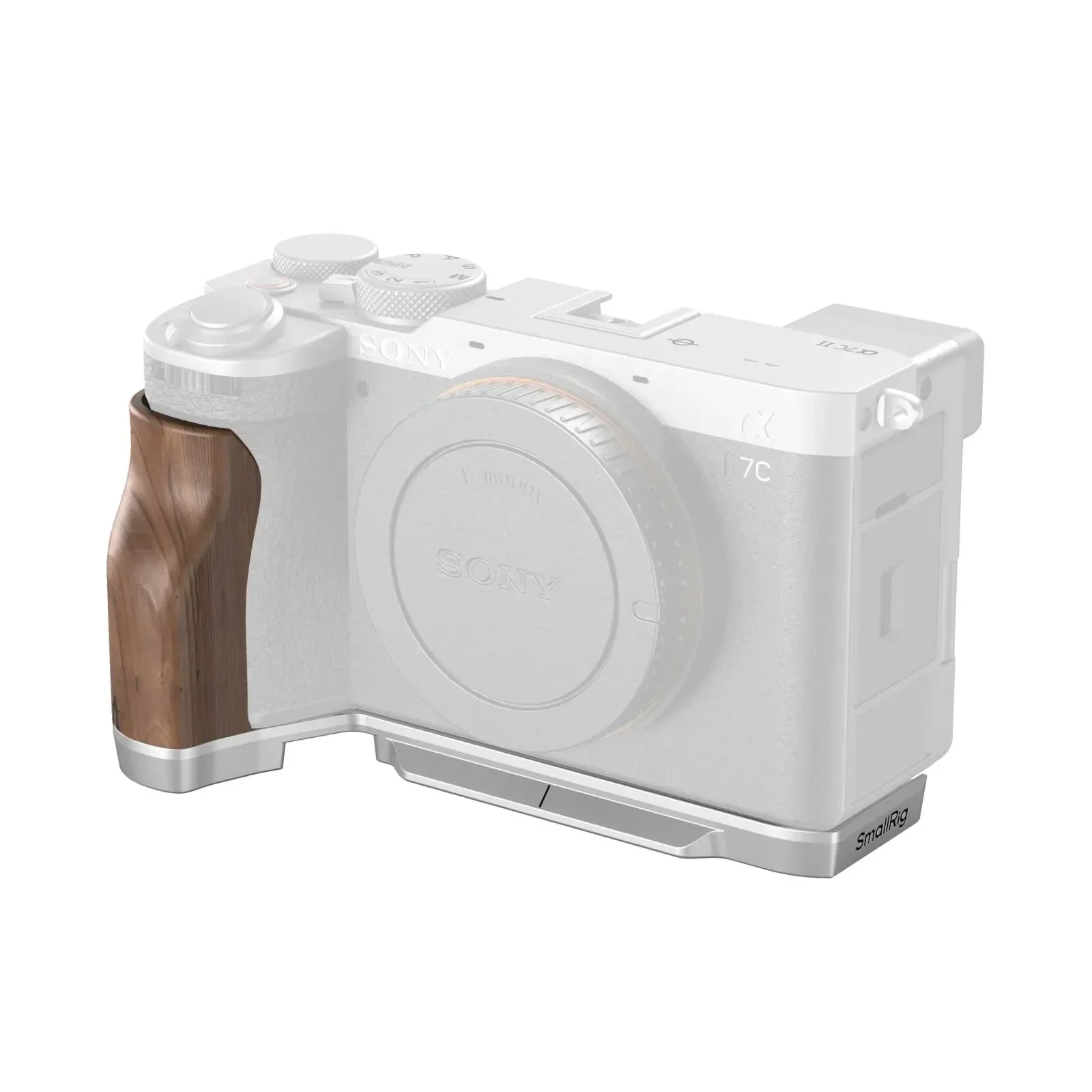 SmallRig L-Shape Mount Plate with Wooden or Silicone Handle Camera Cage for Sony Alpha 7C II / Alpha 7CR