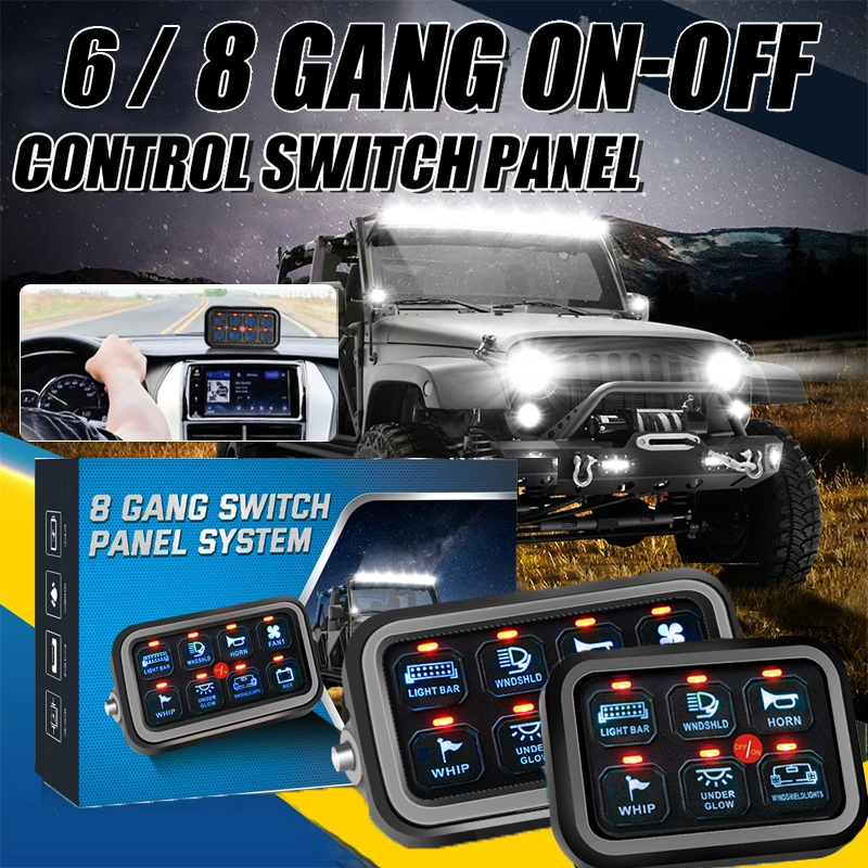 

12V 24V 8 Gangs 6gangs Car LED Switch Panel Light Senstive On Off Switch Control Panel Combination Switch Light Switches