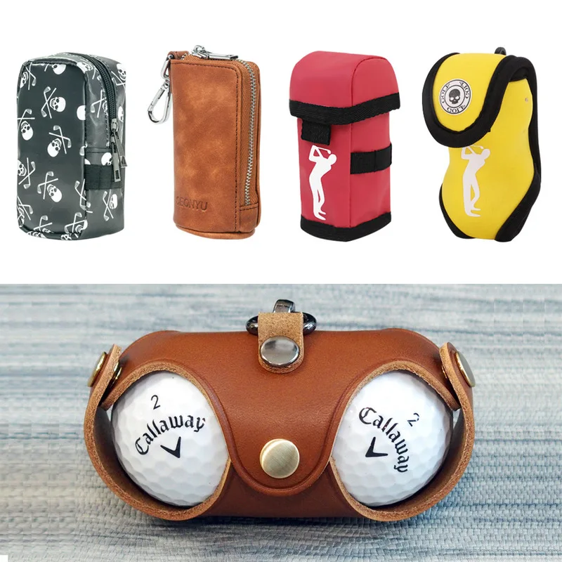 Colored Neoprene Golf Ball Pouch Korean Style New Design Portable Holds 2 Golf Balls For Golfers Outdoor Golf Accessories