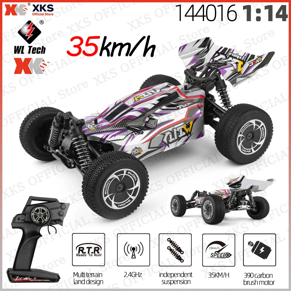 

XKS WLtoys 144016 1/14 Scale RC Car - 4WD Electric 35KM/H High Speed 390 Motor 2.4G Remote Control Off-Road Drift Racing Toy