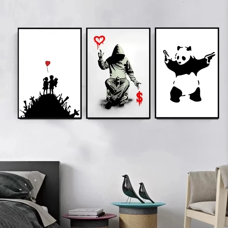 Banksy Poster Graffiti Wall Art Canvas Painting Posters Prints Abstract Wall Pictures for Living Room Home Restaurant Decoration