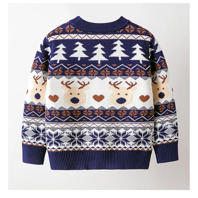 2024 Christmas Knit Sweater Boys Girls Party Pullover Cotton Clothes Kids Slouchy Soft  Autumn Winter Warm Knitwear 2-7 Years