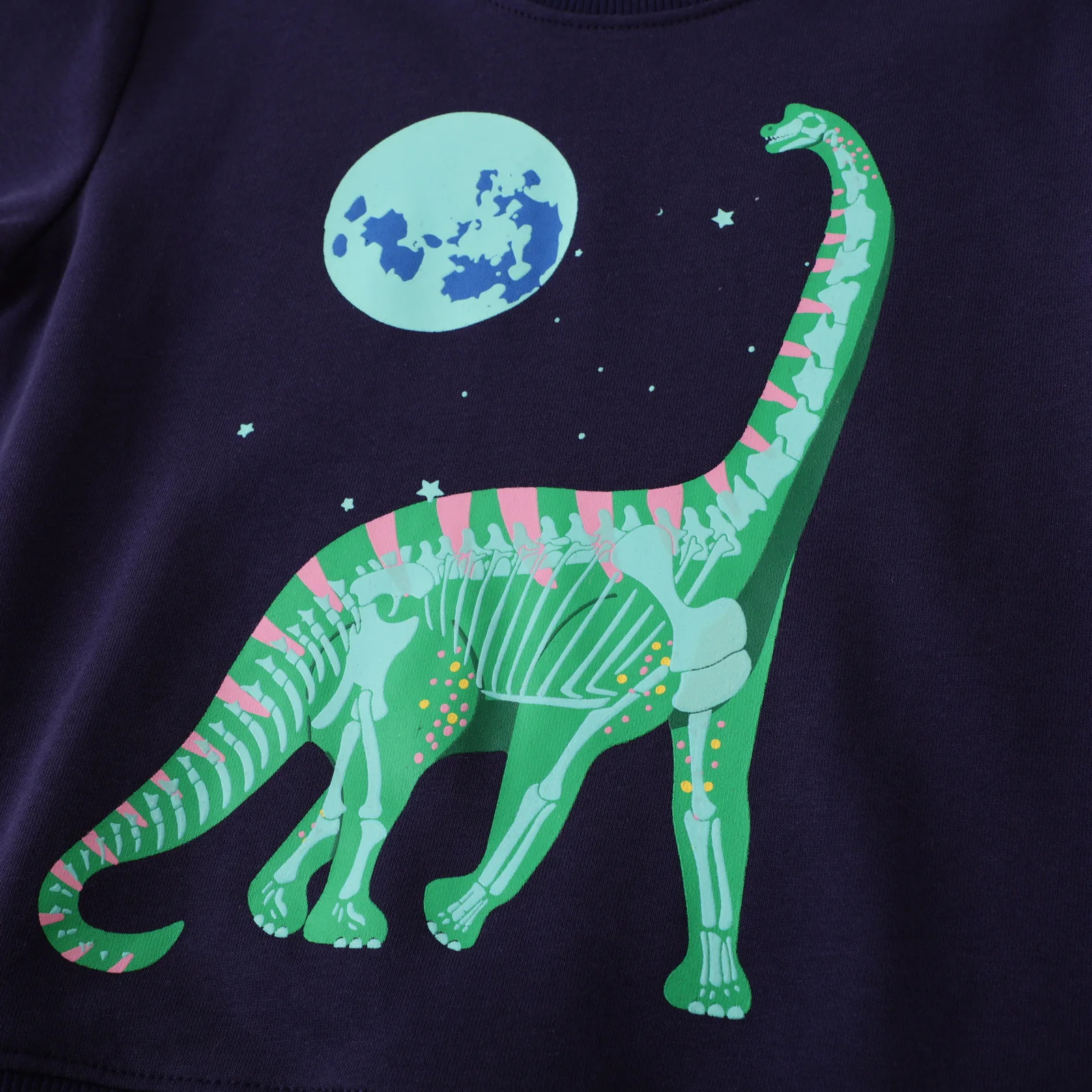 New Baby Boys Luminous Sweatshirt Cotton Autumn Casual Clothes with Dinosaur and the Moon Fashion for Kids