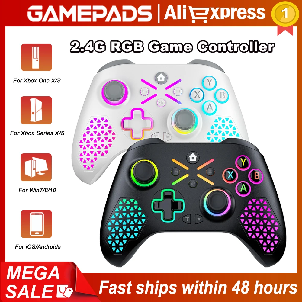 2.4G RGB Wireless Game Gamepad For Xbox One ,Xbox Seris S ,Xbox Series X Controller Dual Vibra 6 Axis Gyro Precision Triggers