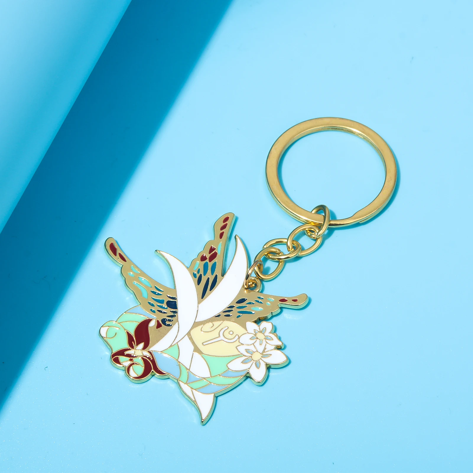 Final Fantasy VII FF7 Enamel Aerith Orchid Keychain Pendant Peacock Keyring Cosplay Props For Men Women Backpack Jewelry Gift