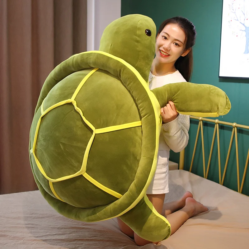 Big Size Cute Green Turtle Plush Toy Soft Plush Stuffed Animal Turtle Pillow Lumbar Room Sofa Decoration Birthday Gift