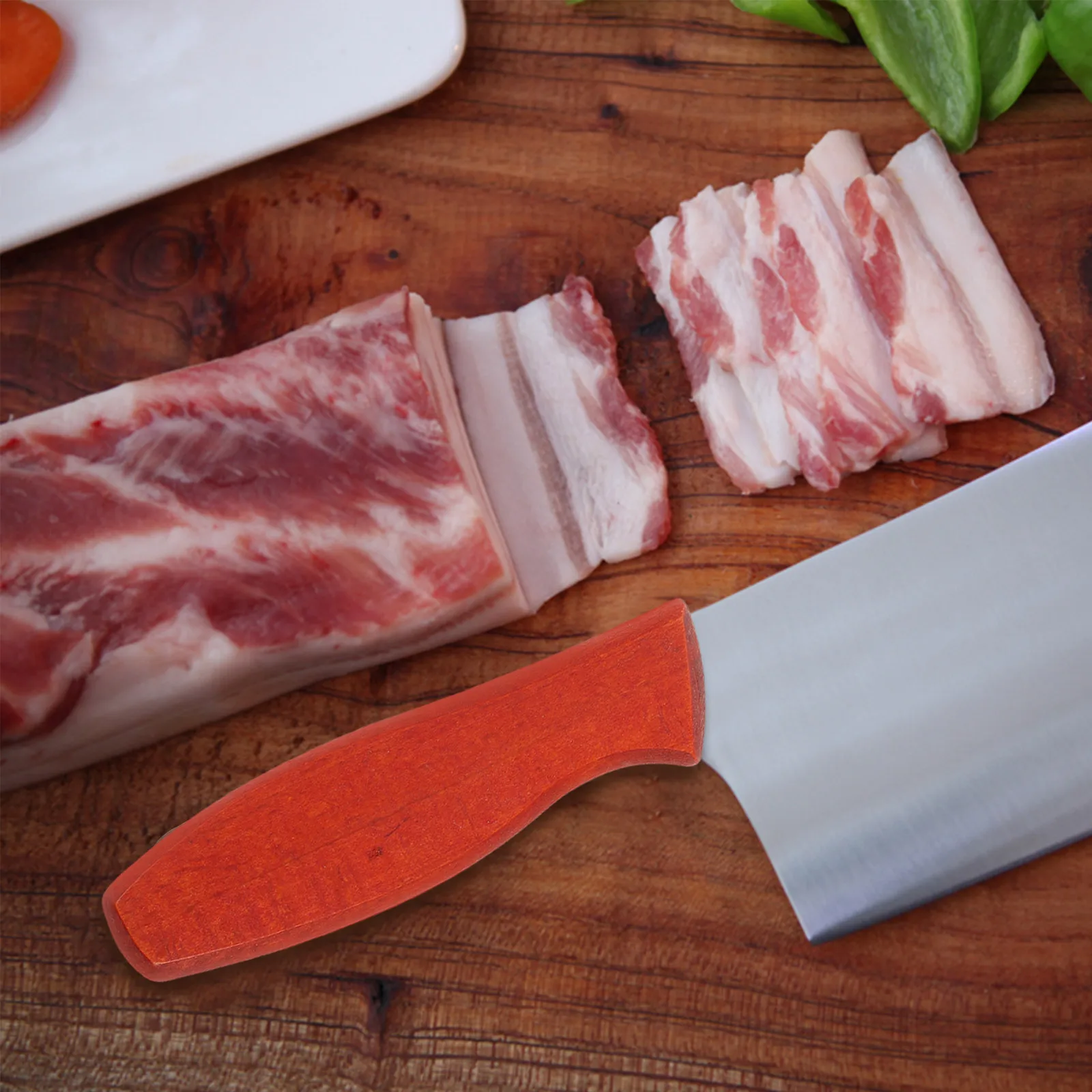 

1Set Solid Wood Kitchen Knife Handle Replacement 4.9 Inch Ergonomic Curved Grip Cutter Handle Spare Part Cutter Wood Grip