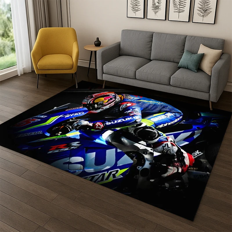 Vintage Car S-Suzuki Racer MOTO  Area Rug Large,Carpet Rug for Living Room Bedroom Sofa Doormat Decor,Non-slip Floor Mat Gift