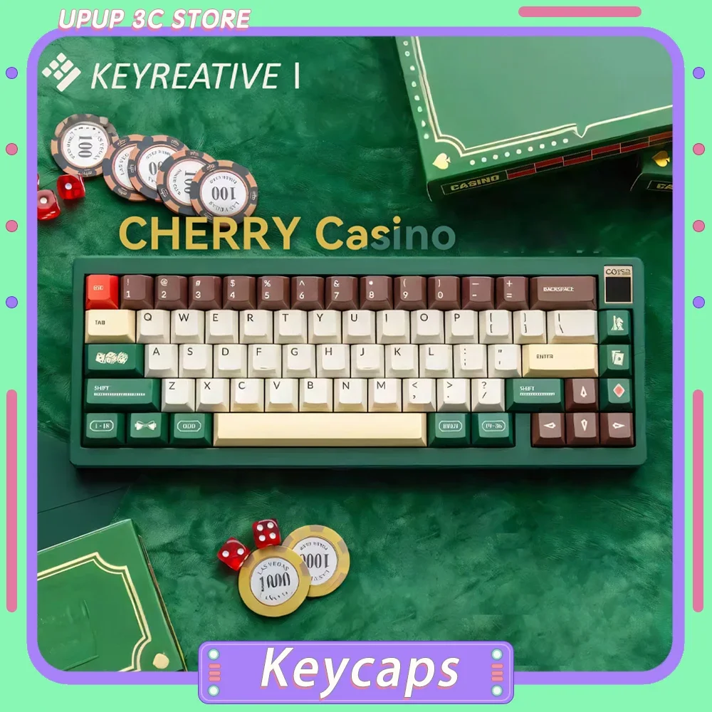 

KEYREATIVE Casino Keyboard Keycaps PBT Customized Sublimation Mechanical Gaming Keyboard Keycaps for PC Gamer Accessories Gift