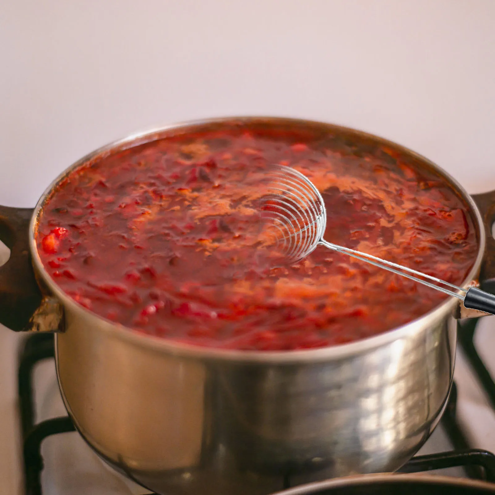 

4pcs Stainless Steel Hot Pot Spoon Multifunctional Filter Strainer For Kitchen Oil Drain Tea Brewing Home Restaurant Use Black