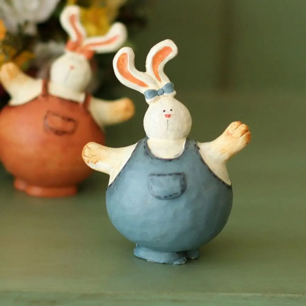 

Creative Rural Style Rabbit Ornaments Handmade Vintage Couple Rabbit Statue Cute Easter Bunny Ornaments Desktop