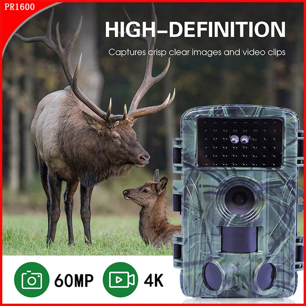 

Outdoor WiFi Hunting Trail Camera 60MP 4K Infrared Night Vision Motion Activated Security Cam Waterproof Wildlife Photo Traps