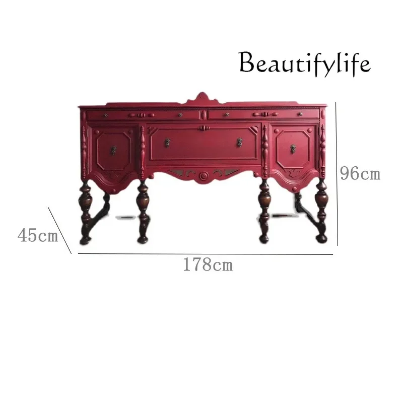 French neoclassical light luxury solid wood porch European American retro living room decorative locker