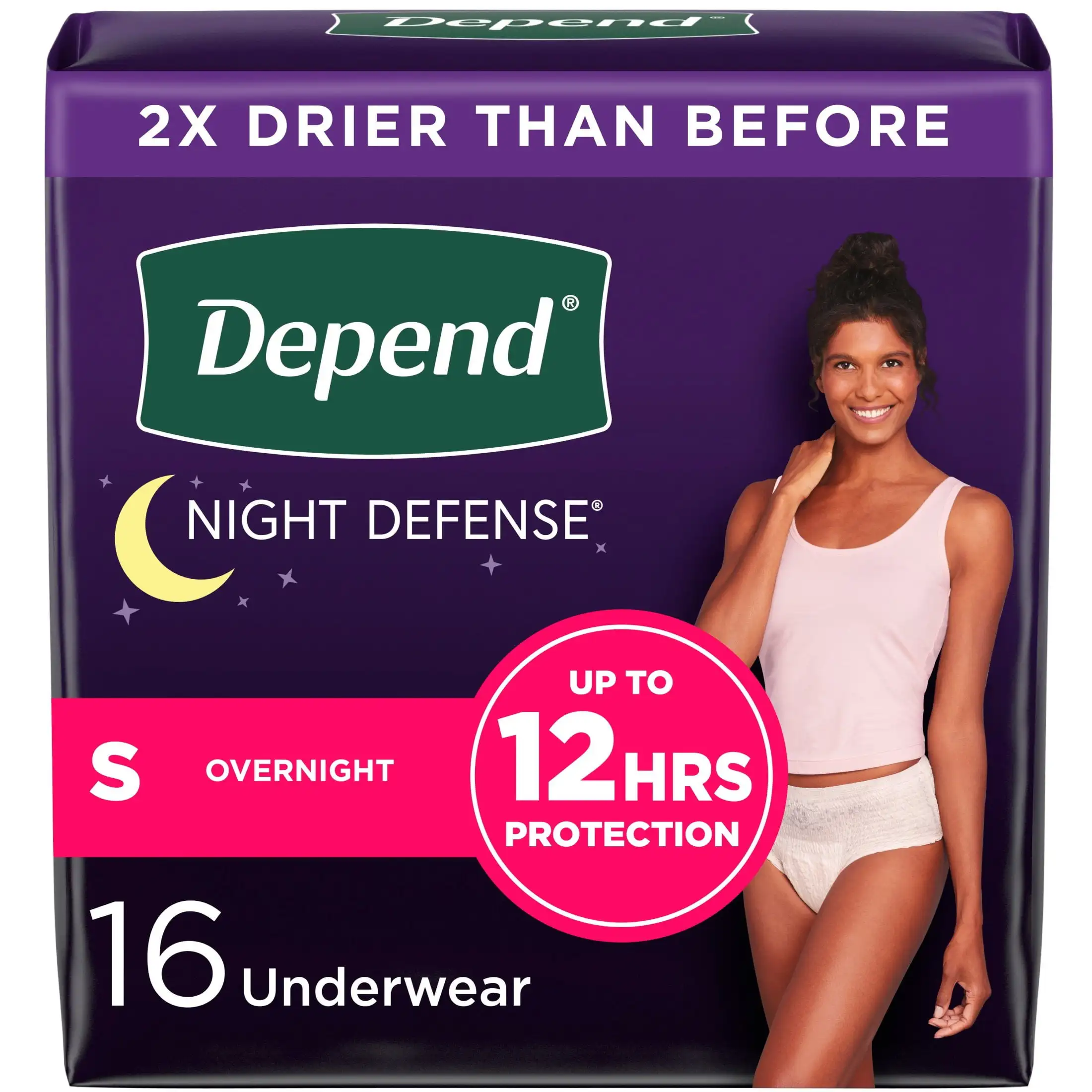 

Night Defense Incontinence Underwear for Women, Adult Diapers, S, 16 Count