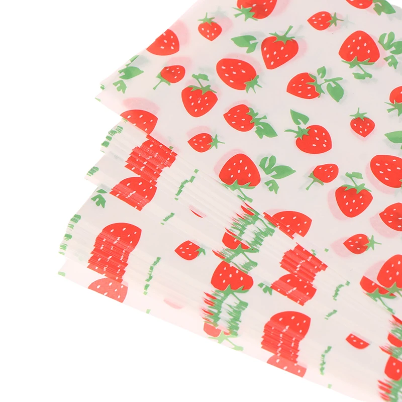 100Pcs Hot Sale Checkered Baking Paper Decorative Cake Pad Liner Fruit Strawberry Picnic Sandwich Bento Food Wrapping Paper