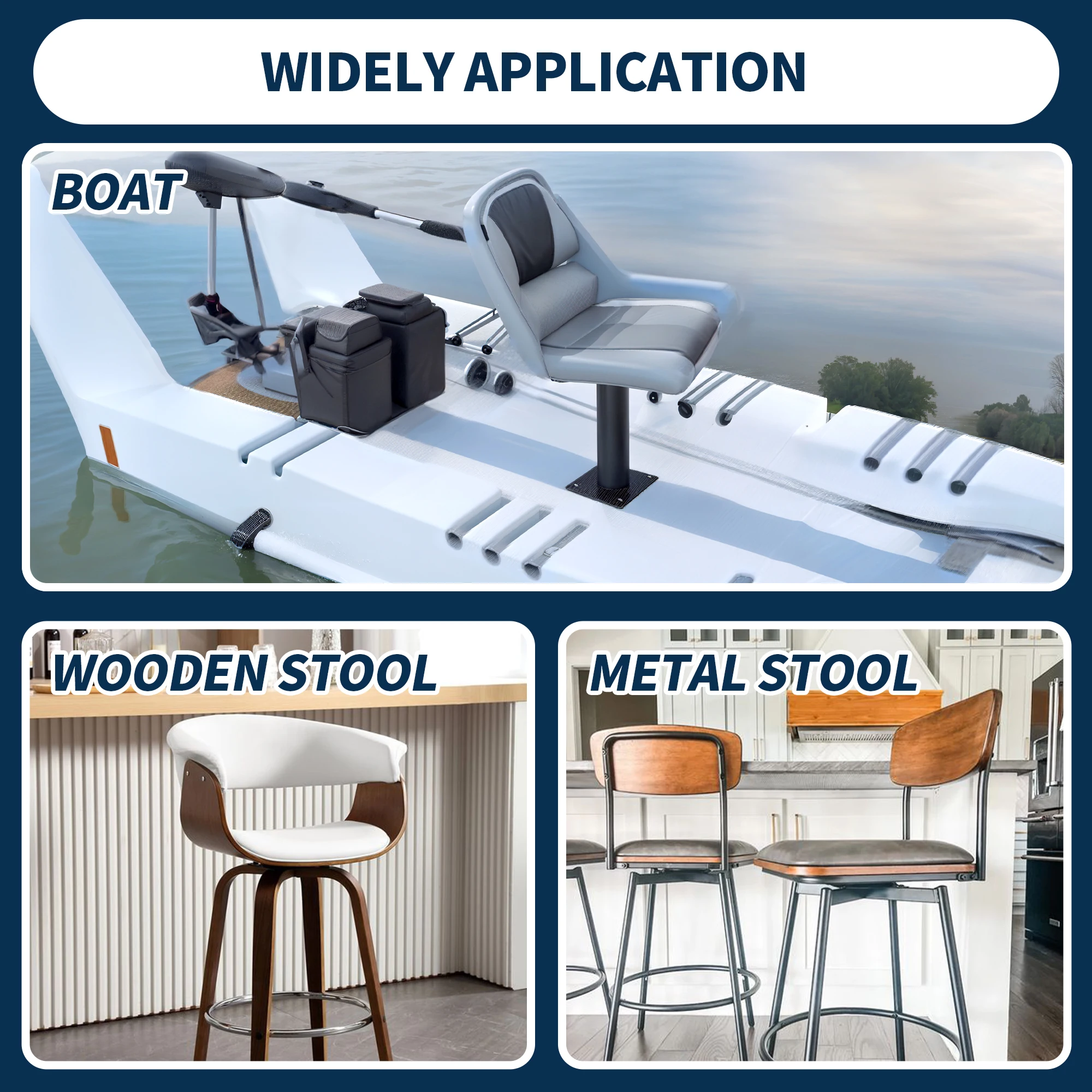 مقعد القارب دوار، لوحة دوارة لمقعد من الفولاذ المقاوم للصدأ 316، قاعدة مقعد 7 بوصة × 7 بوصة لمقعد القارب، دعامة دوارة لمقعد البار، كراسي دوارة #5