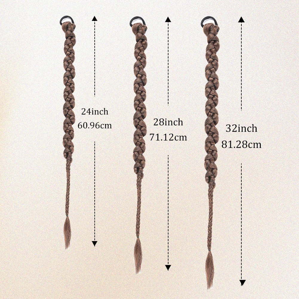 Długie warkocze Syntetyczne doczepy do włosów 2-częściowy zestaw Skręcone przedłużanie kucyka z gumkami Podwójny warkocz typu fishtail