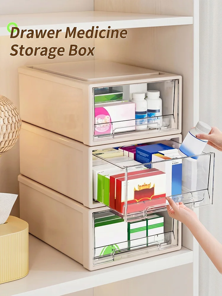 Large Capacity Medicine Organizer Box, Portable First Aid Storage Case , Dustproof Safety Lock for Home Travel