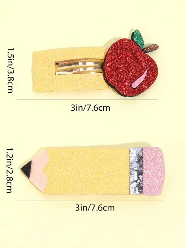 ncmama 2 pezzi glitter matita forcina ritorno a scuola accessori per capelli per bambini ragazze dolci studenti Bb clip barrettes copricapo regalo