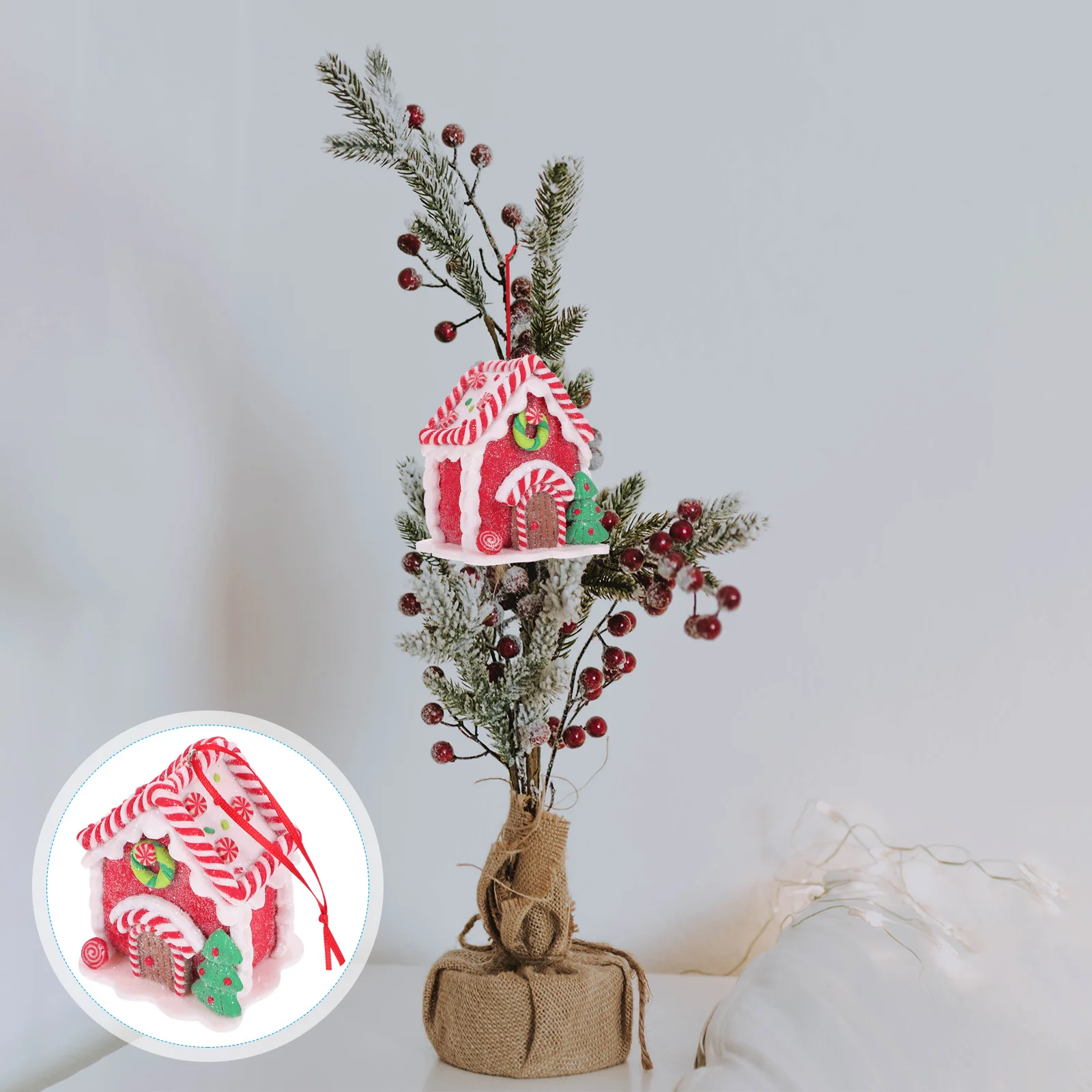 

1Pcs Small House Pendant Decoration Christmas Hanging Ornament Harmonious Color Festive Embellishment for Home Garden Tree Decor
