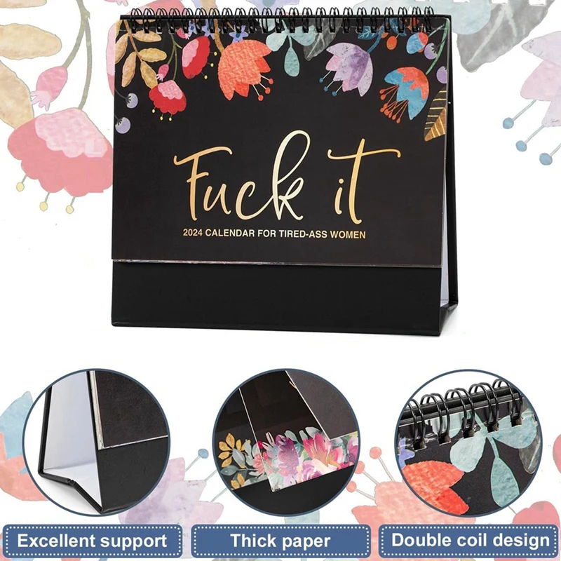 

Desk Calendar 2024 Calendar For Tired- Women Fu-Ck It 2024 Calendar Sweary Calendar Planner