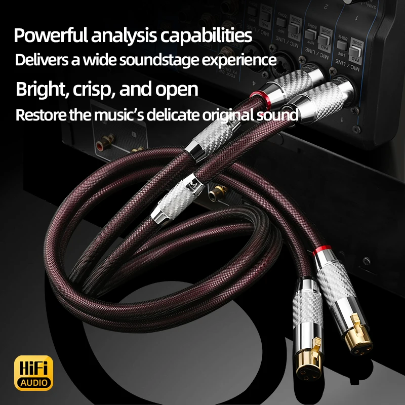 ATAUDIO Hi-End Kabel audio XLR z czystego srebra z włókna węglowego 3-pinowy kabel HiFi XLR zbalansowany kabel audio złącze XLR — zdjęcie produktu 3