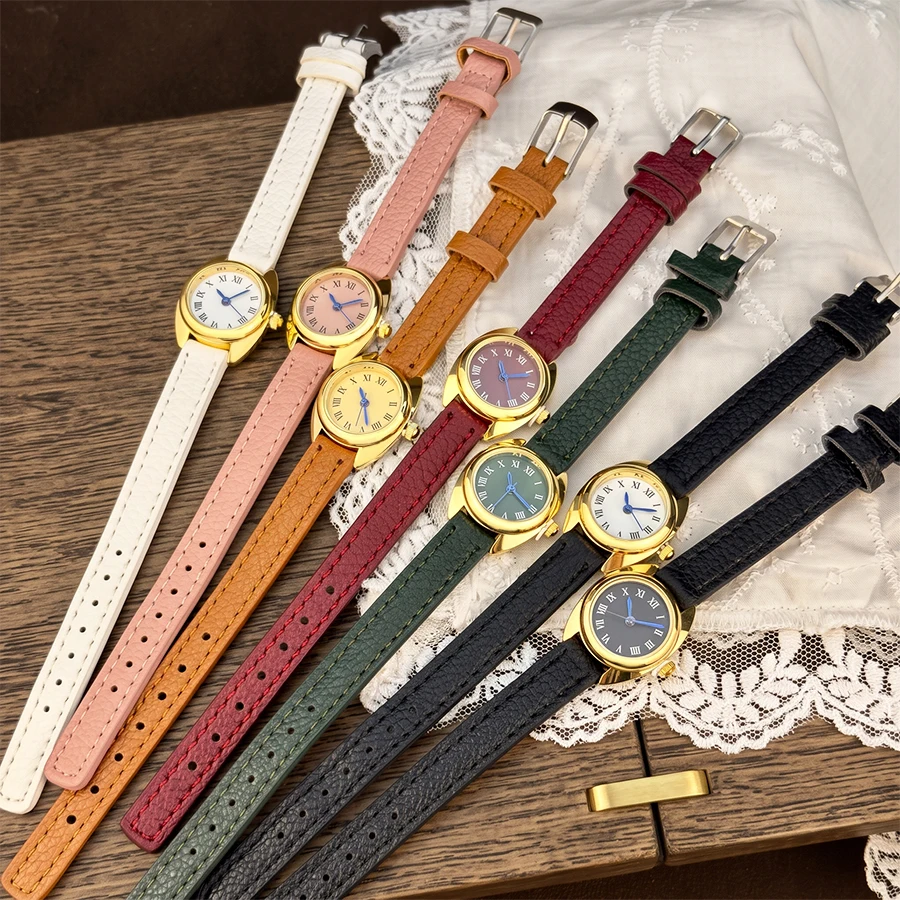 Retro Compact Round Dial Classic Leather Fashion Watch for Women