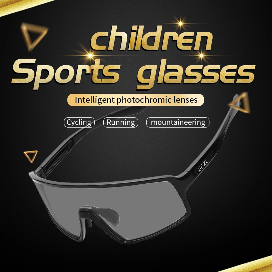 

GCXL Youth Photochromic Cycling Glasses MTB Mountain Road Bicycle Gafas UV400 Eyewear Kids Sunglasses 12-16 Boys Girls for Sport