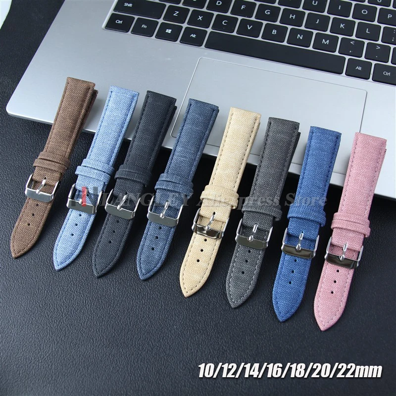 Correa de nailon con patrón vaquero para reloj Casio, correa de cuero Vintage para Seiko, correa de reloj de 10/12/14/16/18/20/22mm, accesorios para hombres y mujeres