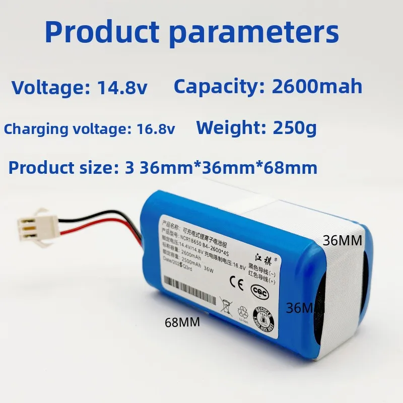 14.8v 2600mAh Replacement Vacuum Battery Compatible with Proscenic 850T 850P Deebot N79 Lefant M210 G30 Robot Cleaner