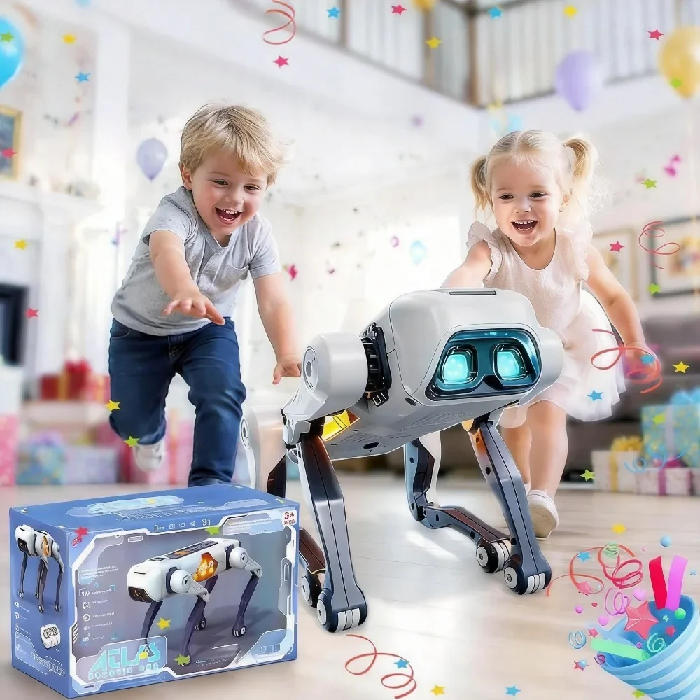 Chien robot bionique, 1 ensemble, 32*20*17 cm, intelligent avec IA, commande vocale et actions programmables, adapté aux enfants de 6 à 12 ans, idéal pour l'éducation familiale et scolaire, jouet éducatif STEM.