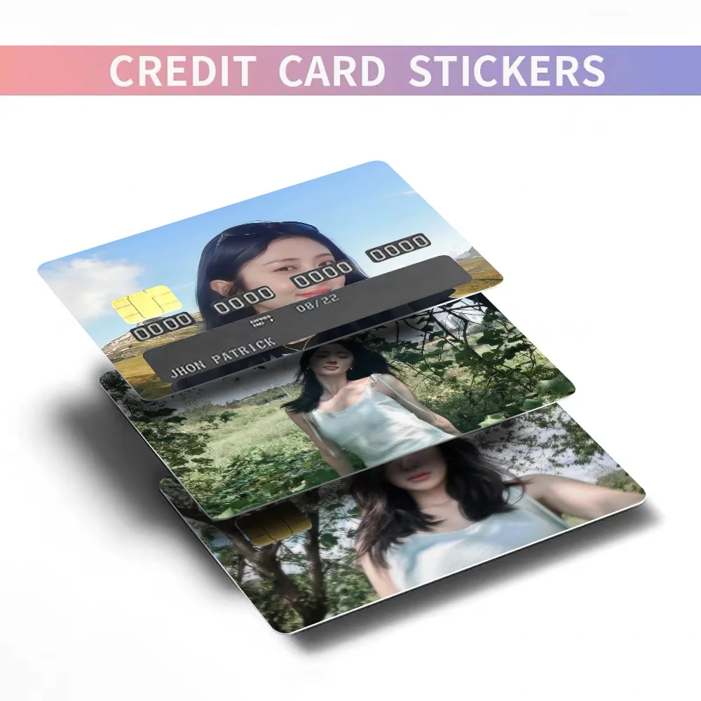 Le Yunjin Sserafim Stickers Bank Credit Card Stickers Metro-Card Skin Cover Waterproof Removable Debit Covers Sticker