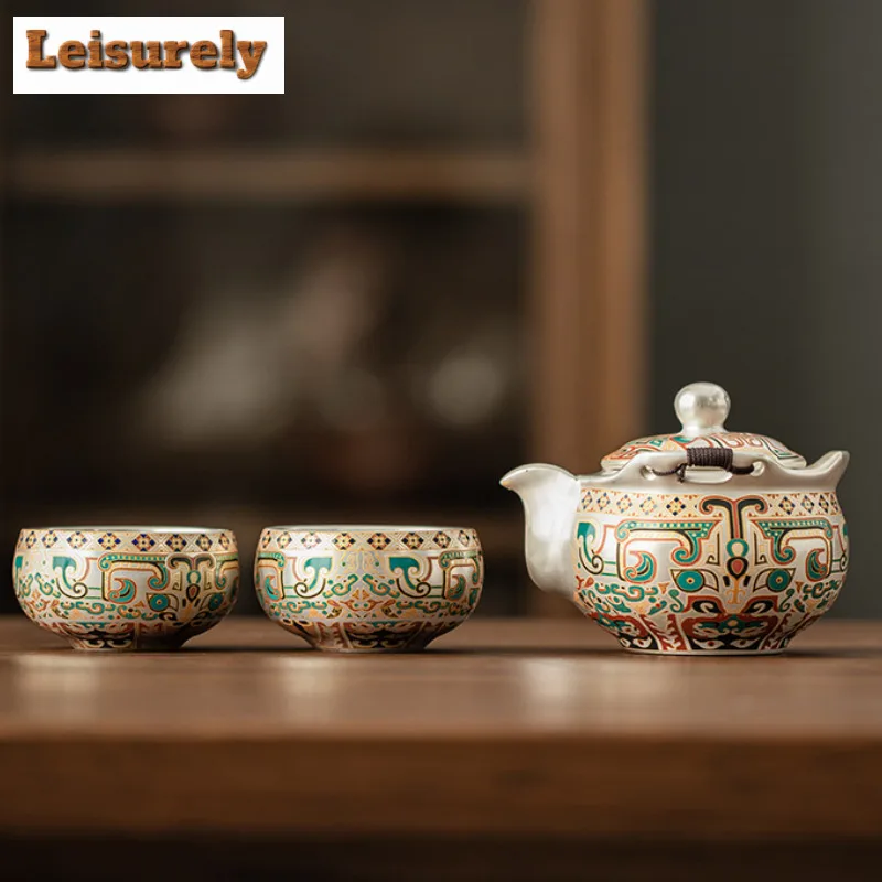 

Gilded Silver Gluttony Pattern Tea Set Complete Set Zen Tea Ceremony Set Tea Maker Teapot And Tea Cup Set Chinese Tea Set Gift