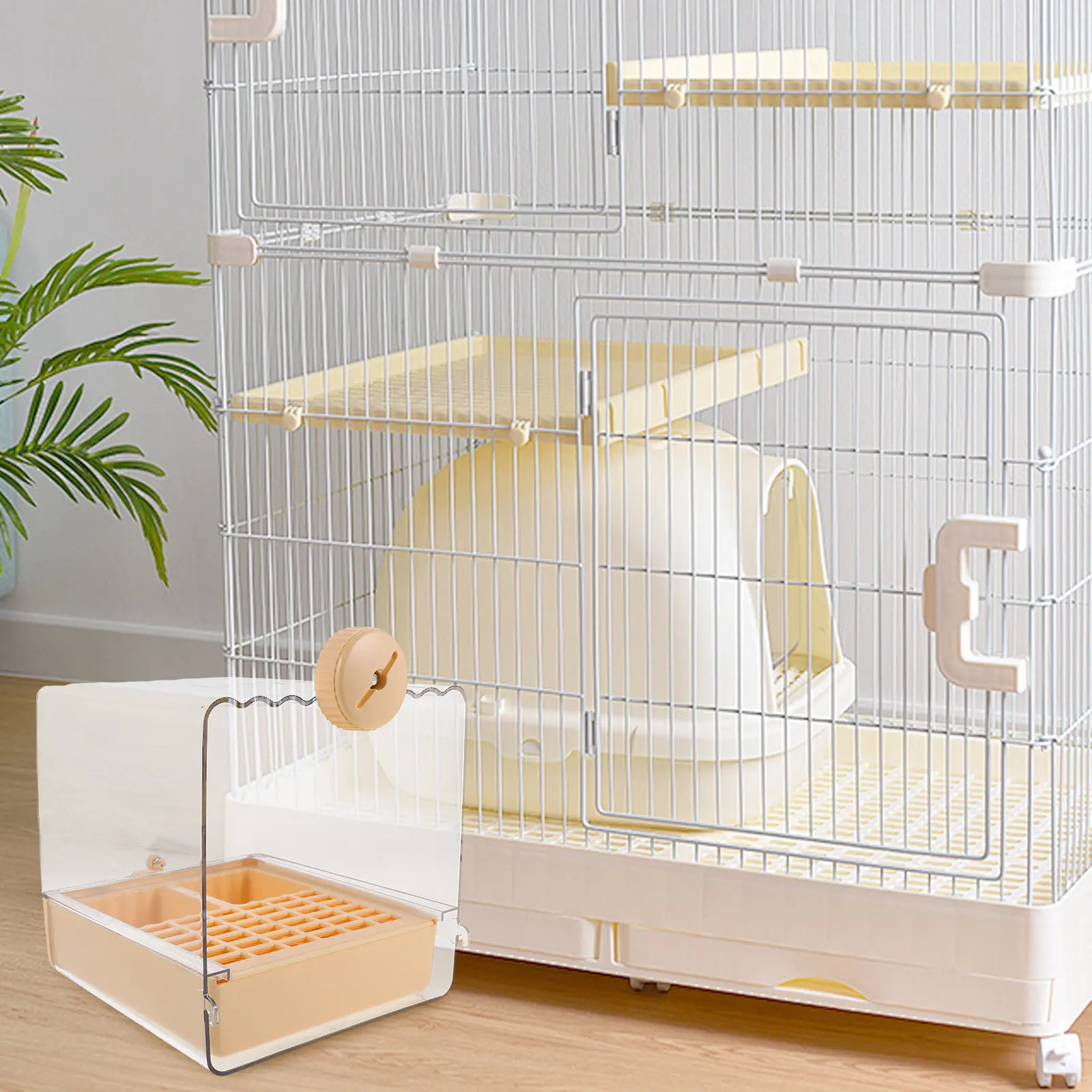 Hanging Bird Bath Bowl Cage Pet Bird Bath Feeder Plastic Splash-Proof Deep Basin Parakeet Finch Lovebird Parrot Water Container
